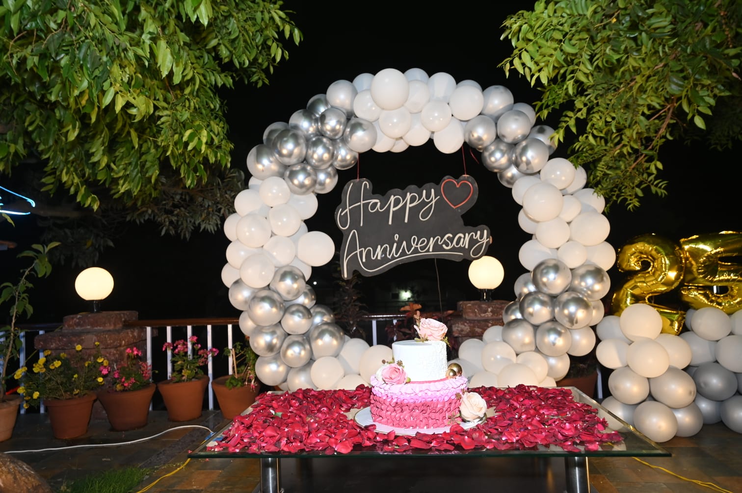 Anniversary decoration setup at Sai Leela Bungalow